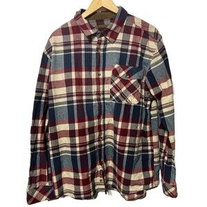 CQR Flannel Shirt Men's Rugged XL Plaid Corduroy Turn Up Cuffs Soft Outdoor